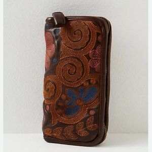 Free People Spellbound Embroidered Leather  Wallet